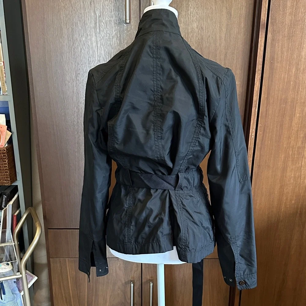 Bagatelle Black Belted Utility Safari Jacket Military Chic Lightweight Coat